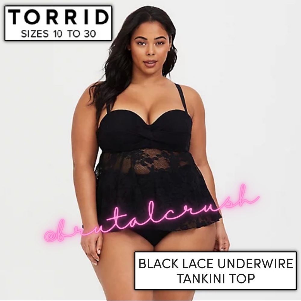Torrid Black Lace Tankini Swim Top — Size 3